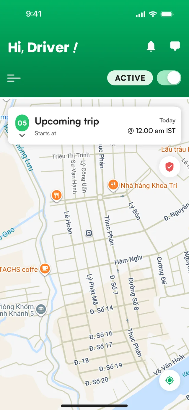 A screen from the carpool network we built
